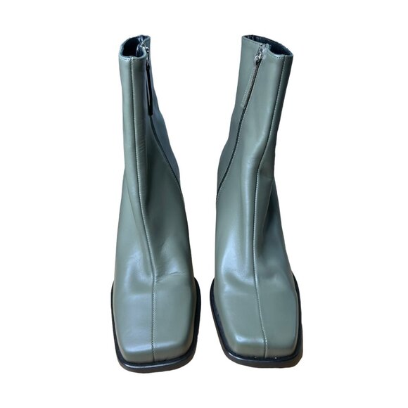 Alohas‎ Womens South Leather Square Toe Block Heel Ankle Boots EU 42 US 11 Green - Picture 6 of 14